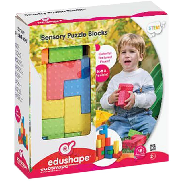 Hot Sale ⭐ Edushape Sensory Puzzle Blocks, Assorted Colors And Shapes, Set Of 18 😍 - Image 3