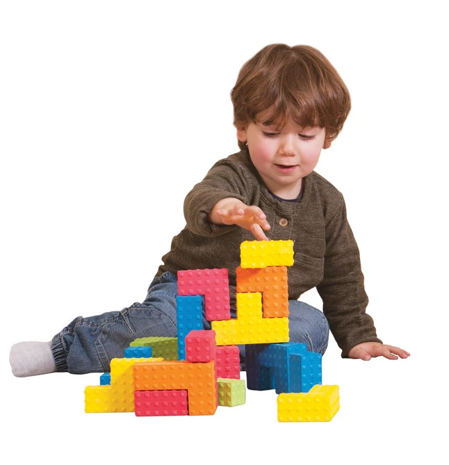 Hot Sale ⭐ Edushape Sensory Puzzle Blocks, Assorted Colors And Shapes, Set Of 18 😍