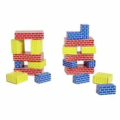 Promo ⌛ Childcraft Corrugated Building Blocks, Various Sizes, Primary Colors, Set Of 36 ⭐
