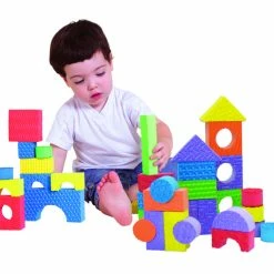 Buy 🔥 Edushape Textured Foam Blocks, Assorted Shapes And Colors, Set Of 30 🔔