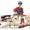 Outlet 👏 Melissa And Doug Melissa & Doug Deluxe Wooden Railway Set, 132 Pieces 🎁