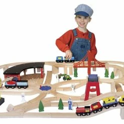Outlet 👏 Melissa And Doug Melissa & Doug Deluxe Wooden Railway Set, 132 Pieces 🎁