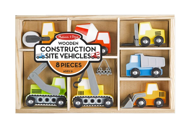 Outlet ✔️ Melissa And Doug Melissa & Doug Wooden Construction Site Vehicles, Set Of 8 🌟 - Image 2