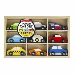 Discount ❤️ Melissa And Doug Melissa & Doug Wooden Car Set, 9 Pieces With Storage Tray 💯
