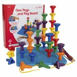 Brand new ๐งจ EDX Education Stacking Shapes Pegs And Pegboard, Set Of 40 โ๏ธ