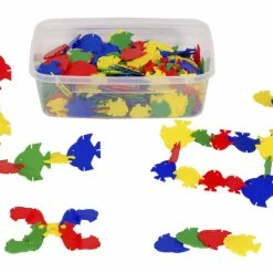Discount ✔️ Childcraft Preschool Manipulative Fish Blocks, 420 Pieces And 1 Container ⌛