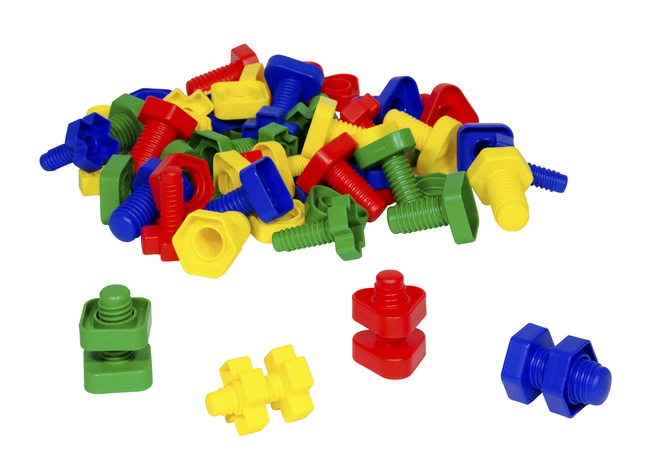 Hot Sale ๐ Childcraft Toy Nuts And Bolts, Assorted Colors And Shapes, Set Of 64 ๐